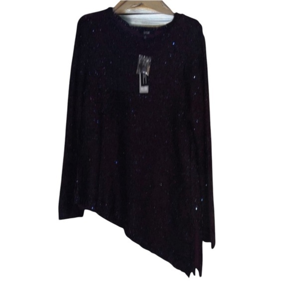 🌹NWT/APT 9 PURPLE WITH BLUE SPARKLING SWEATER - Picture 1 of 5